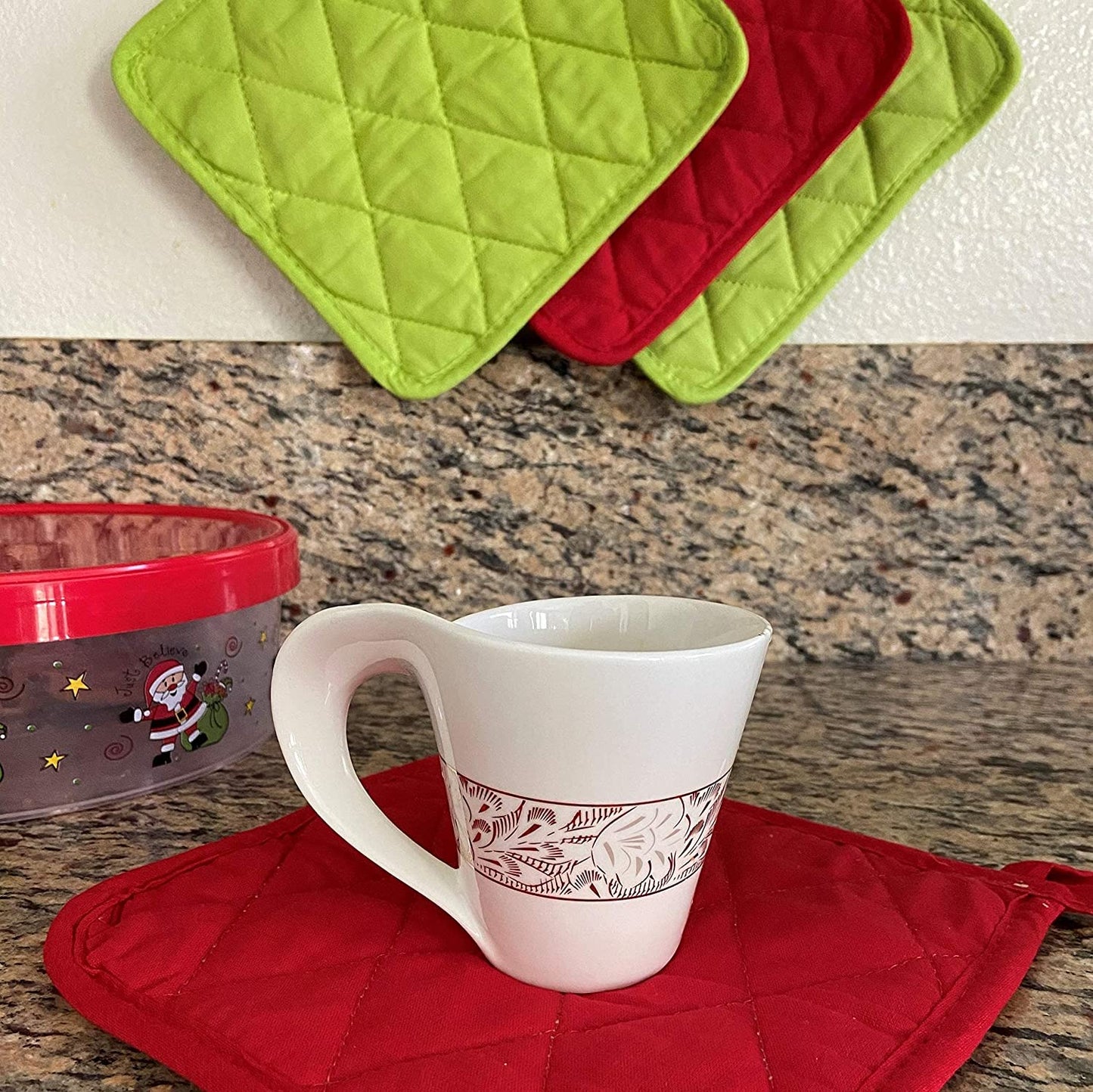 Soft Textiles 12 Piece Machine Washable 8 x 8 Multiple Color Pot Holder Set Made of 100% Cotton