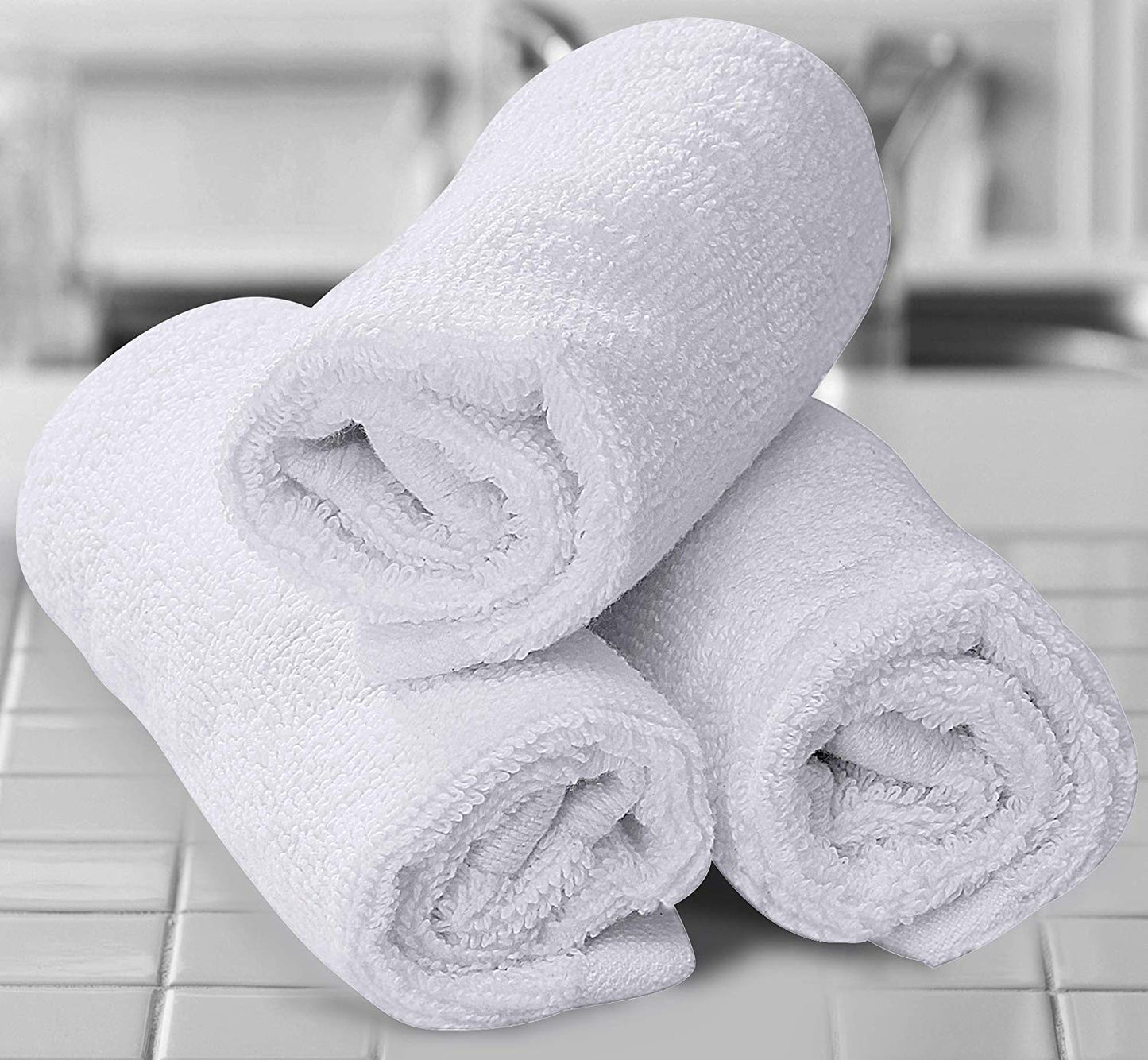 WashCloth 12x12 White 100% Pure Cotton Gym Towel Soft Textiles Wholesales